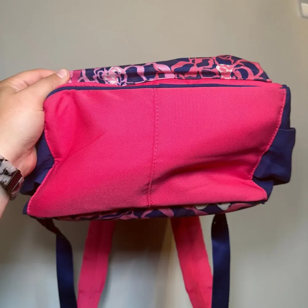 Vera Bradley Lighten Up Floral Flowers Backpack Book Bag Pink Navy Blue